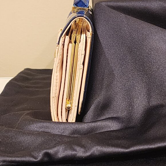 Excellent  Ted Baker Patent Navy Blue wallet with Crystal Matinee wallet - Picture 8 of 11